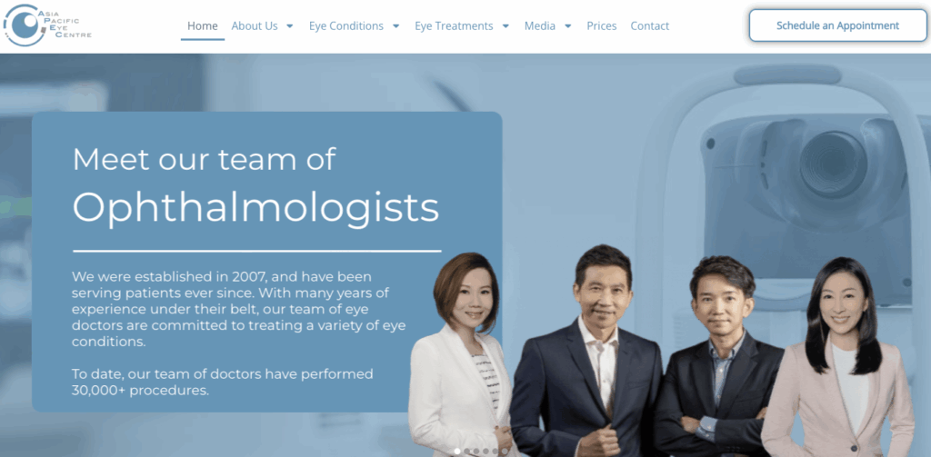 asia pacific eye centre homepage