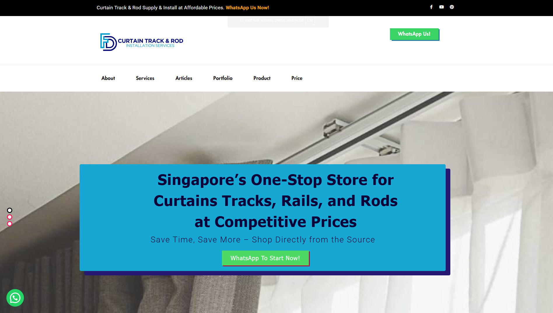 FD Curtain Track & Rod Installation Singapore